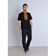 Embroidered t-shirt for men "Traditions" gold on black